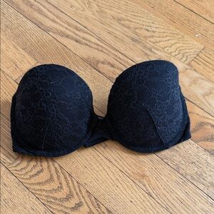Victoria's Secret Black Lace Strapless Push-Up Bra